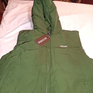 MENS RAWGEAR INSULATED PUFFER VEST JACKET WITH DOUBLE ZIPPER with hood